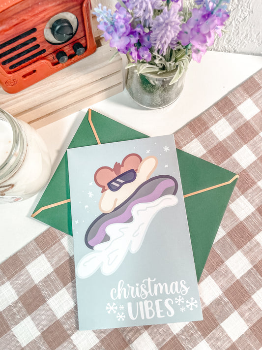 Snowboarding Hamster Holiday Greeting Card