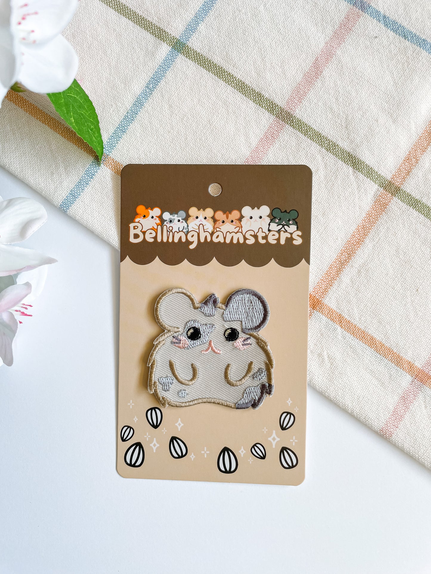 Dante The Gray Spotted Hamster, Iron On Patch