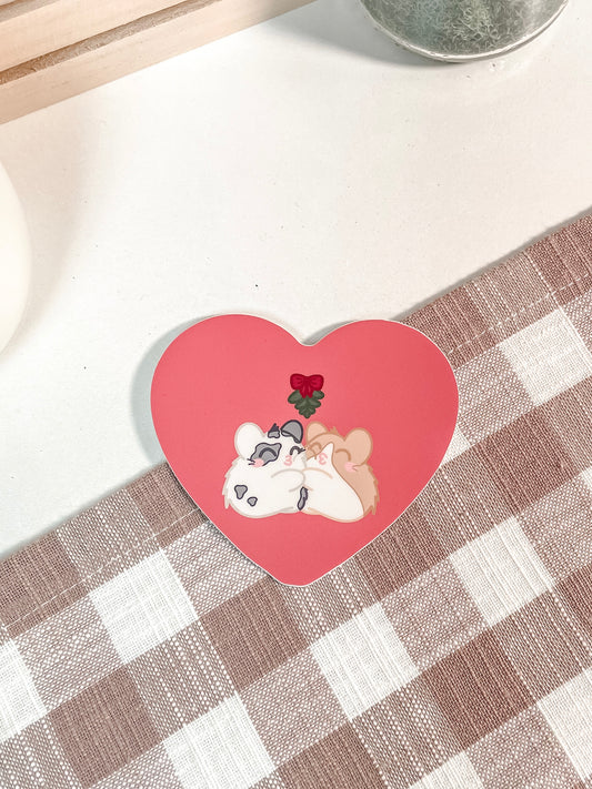 Mistletoe Hammy Kiss Vinyl Sticker(Waterproof)