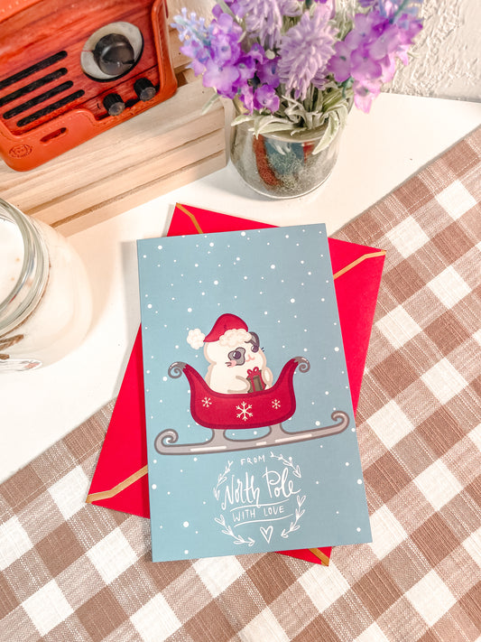 Santa’s Sleigh Hamster Holiday Greeting Card
