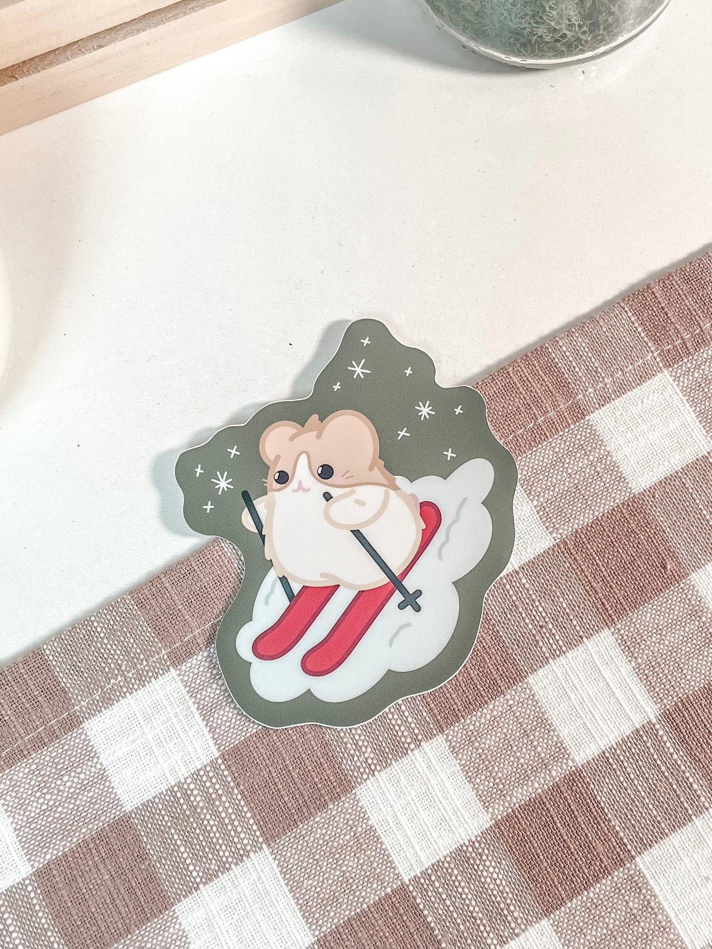 Skiing Hamster Vinyl Sticker(Waterproof)