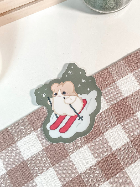 Skiing Hamster Vinyl Sticker(Waterproof)
