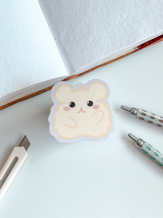 Marshmallow the Winter White Hamster Vinyl Sticker(Waterproof)