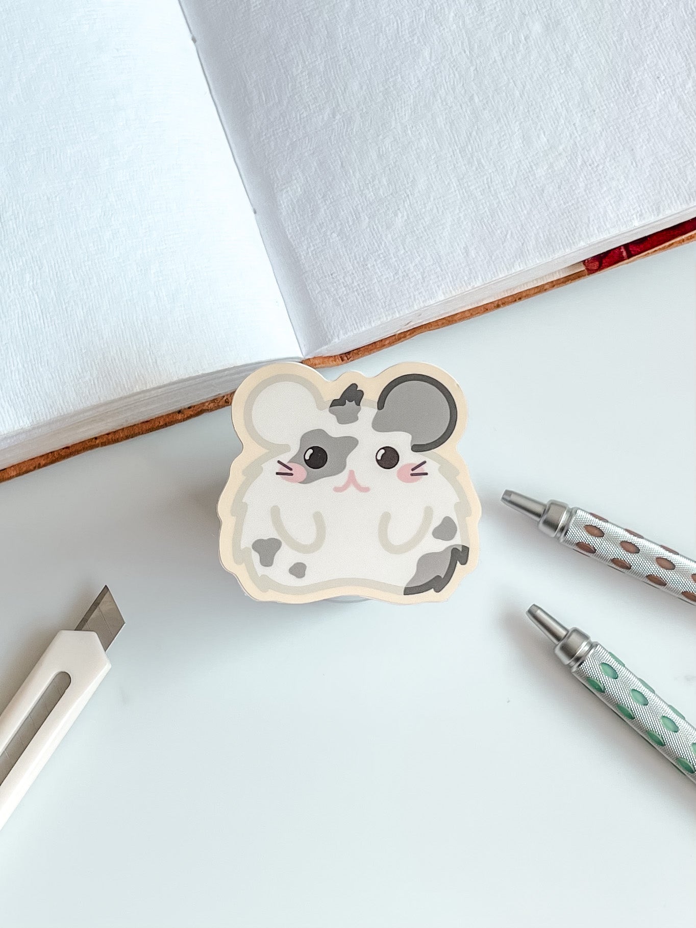 Crumbs the Gray Spotted Hamster Vinyl Sticker(Waterproof)