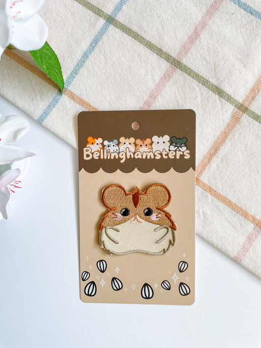 Pierre The Brown Striped Hamster, Iron On Patch