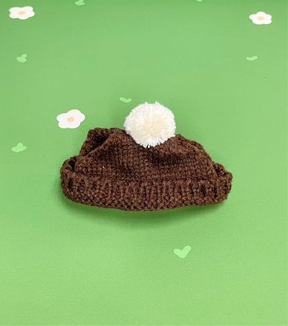 Brown PomPom Beanie - Plushie Accessories