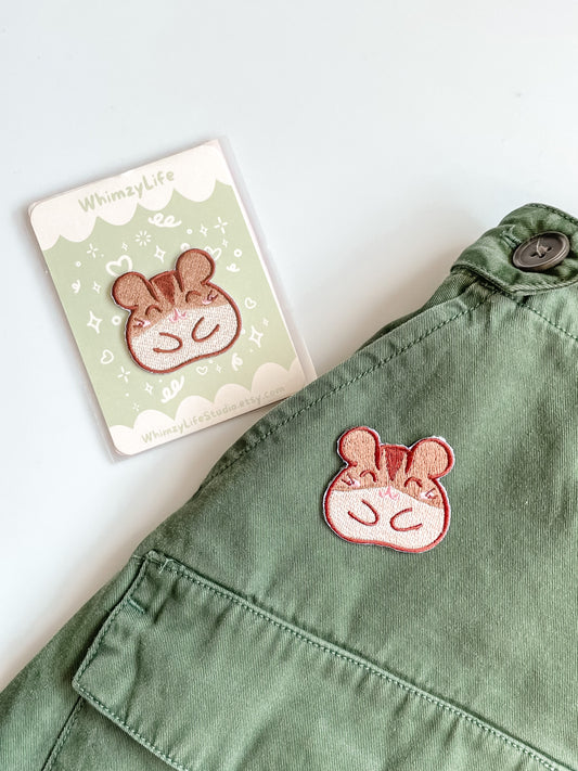 Happy Hamster Embroidered Iron-On Patch