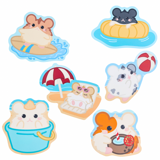 Beach Day Hamster Stickers