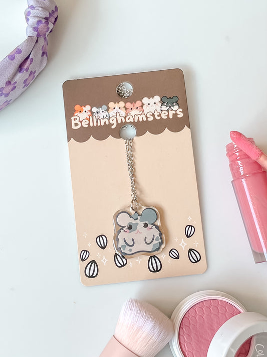 Dante the Gray Spotted Hamster Charm Necklace