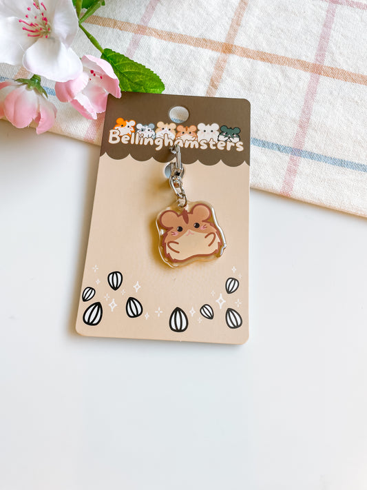 Pierre the Brown Striped Hamster Double Sided Acrylic Keychain