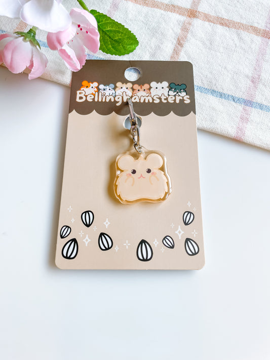 Penelope the Winter White Hamster Double Sided Acrylic Keychain